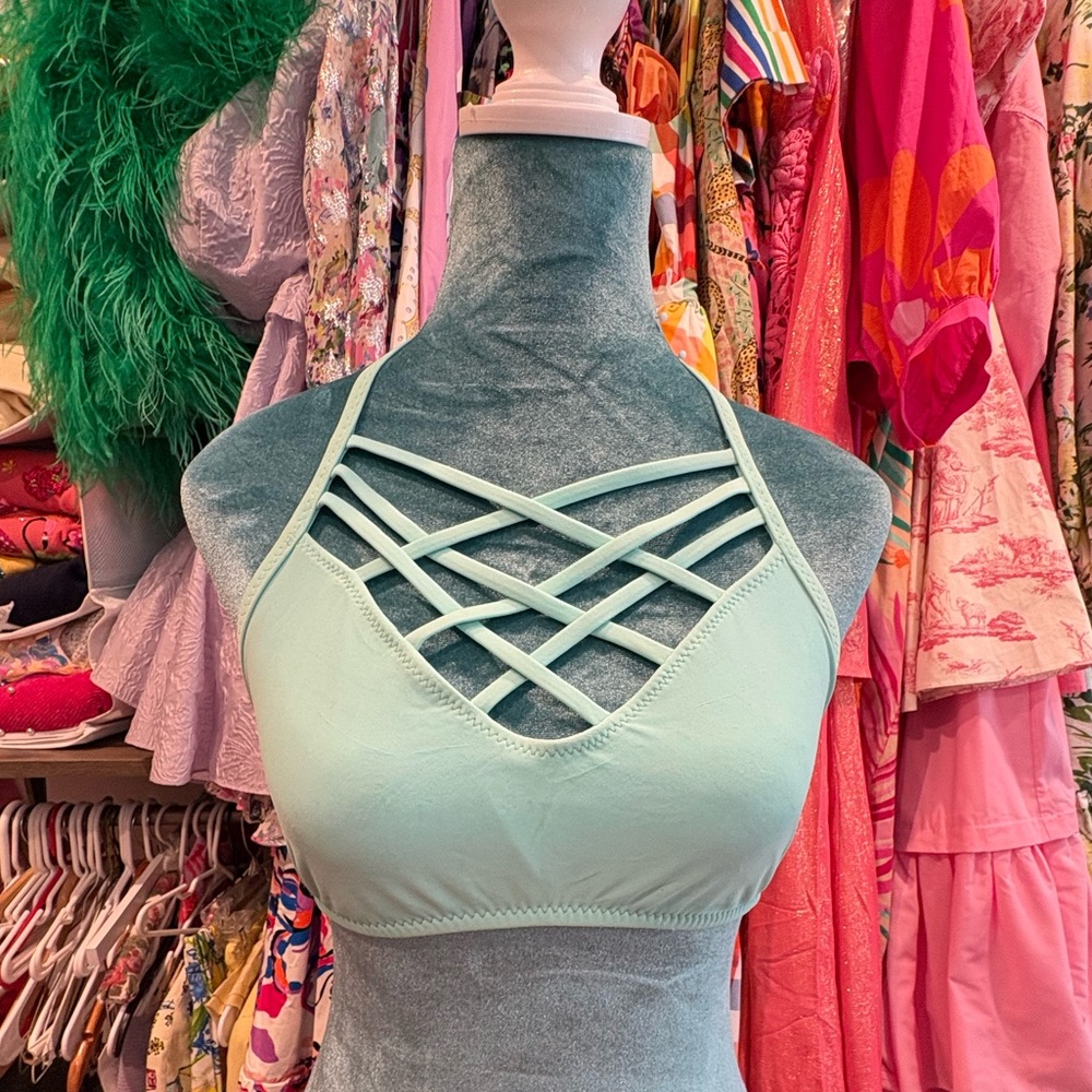 Mossimo Supply Co. Green Bikini with Crisscross Design